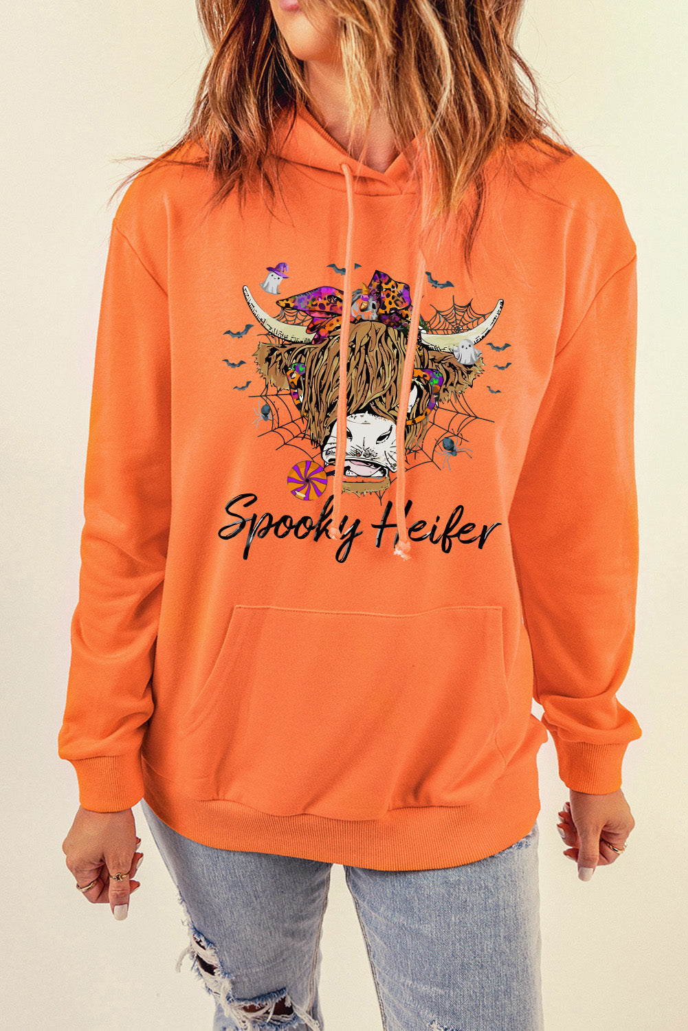 SPOOKY HEIFER Graphic Hoodie - Orange / S - Hoodies & Sweatshirts - Shirts & Tops - 1 - 2024