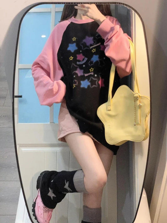 Star Print Hoodies - Harajuku Kpop Casual Oversized Streetwear - Hoodies & Sweatshirts - Clothing - 2 - 2024