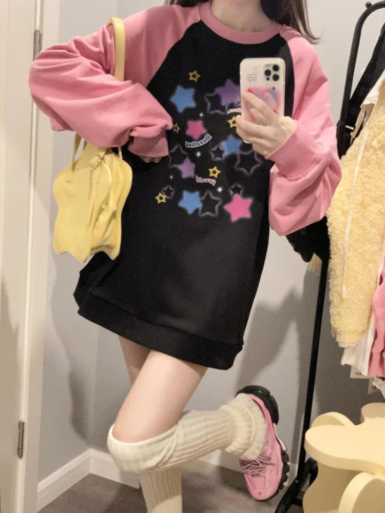 Star Print Hoodies - Harajuku Kpop Casual Oversized Streetwear - Hoodies & Sweatshirts - Clothing - 3 - 2024