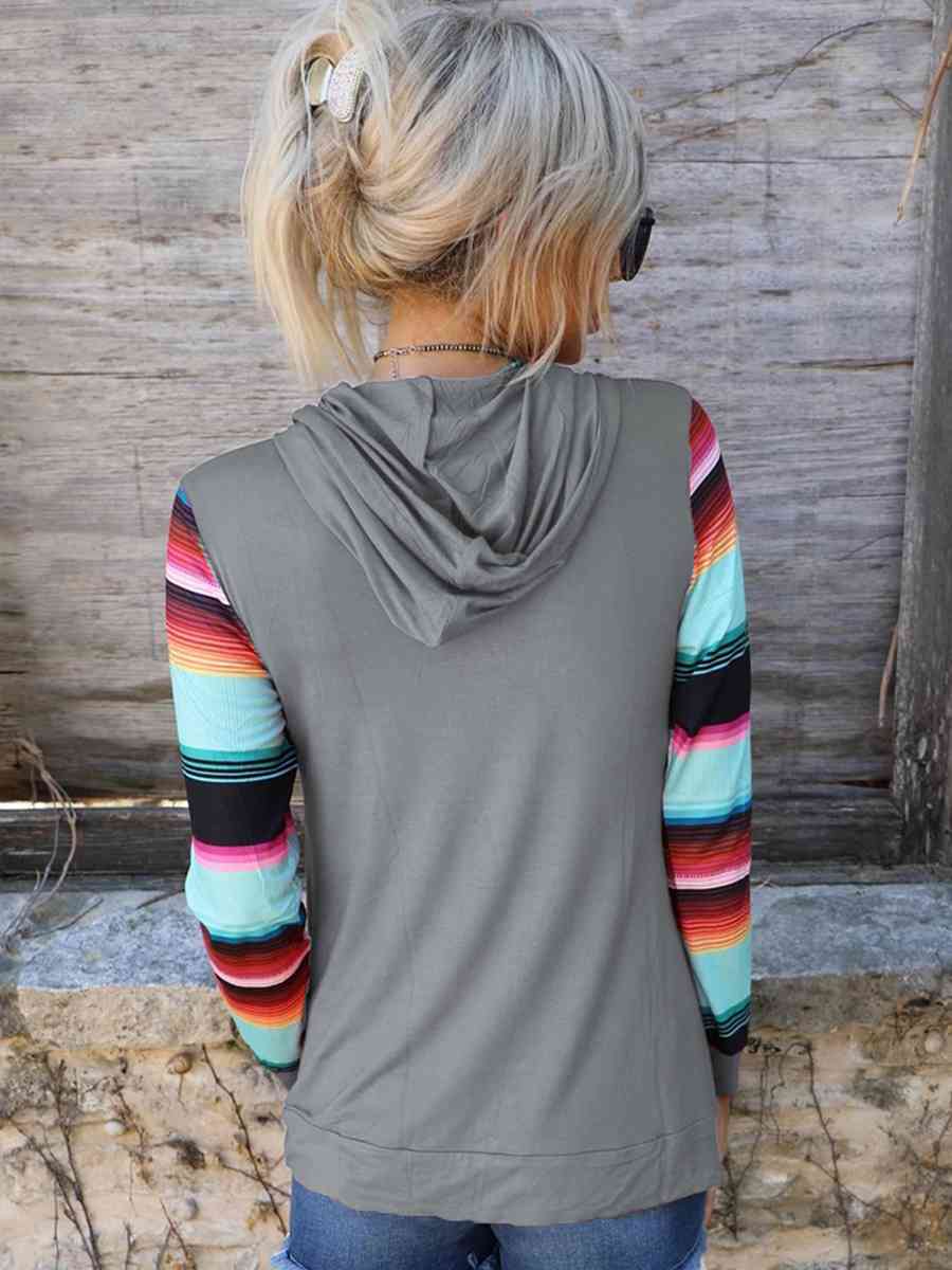 Striped Long Sleeve Hoodie - Hoodies & Sweatshirts - Shirts & Tops - 6 - 2024