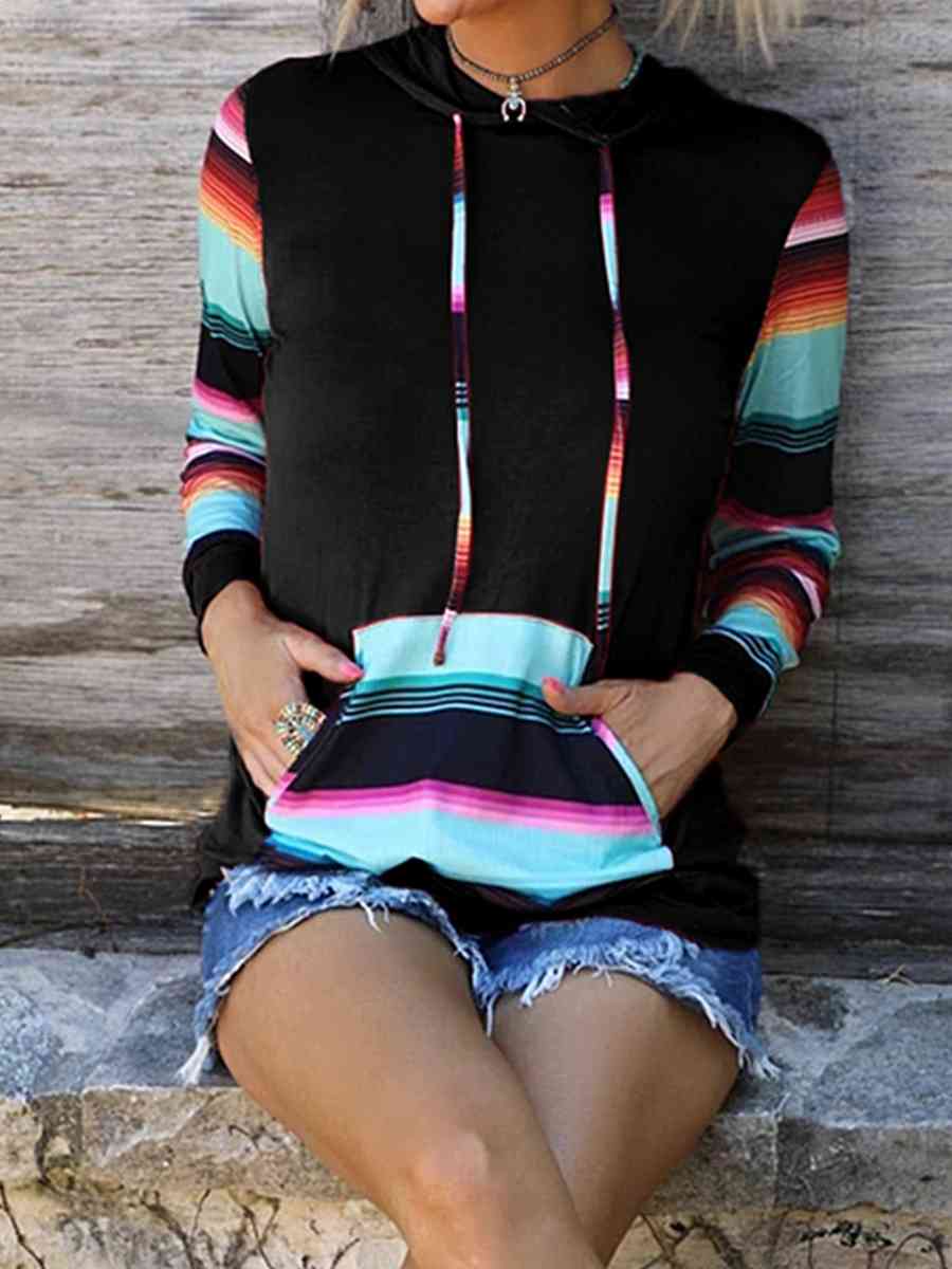Striped Long Sleeve Hoodie - Hoodies & Sweatshirts - Shirts & Tops - 3 - 2024