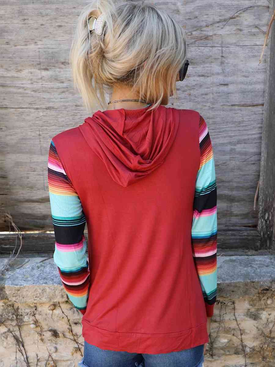 Striped Long Sleeve Hoodie - Hoodies & Sweatshirts - Shirts & Tops - 9 - 2024