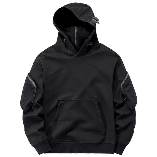 Techwear Hoodie with High Neck and Mask - black / M (45-55kg) - Hoodies & Sweatshirts - Shirts & Tops - 6 - 2024