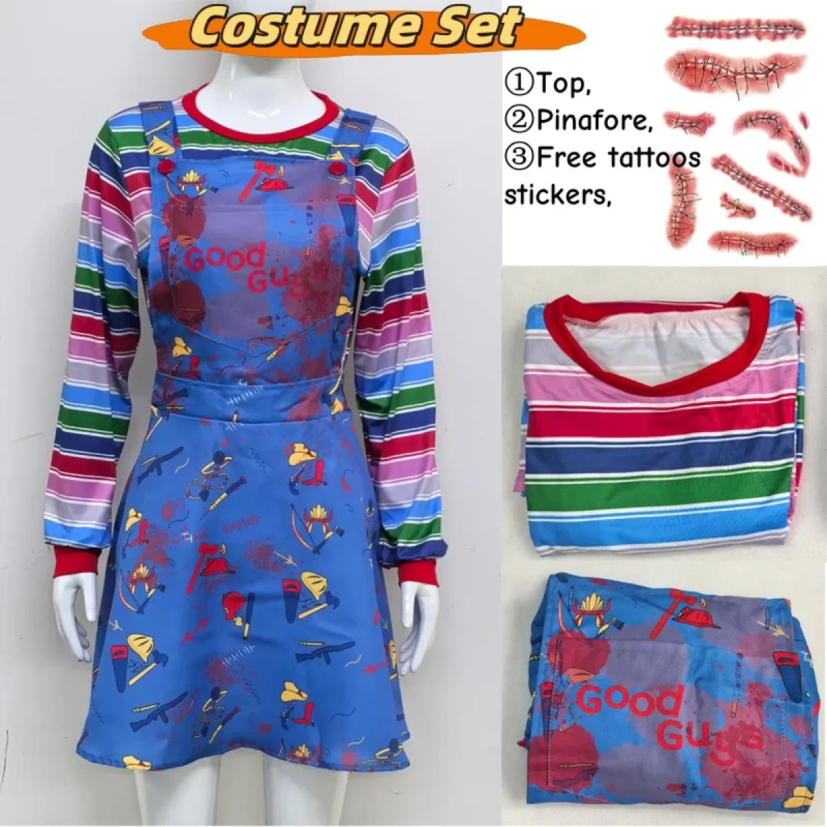 Chucky-Inspired Horror Doll Cosplay Dress - All Dresses - Cosplay - 7