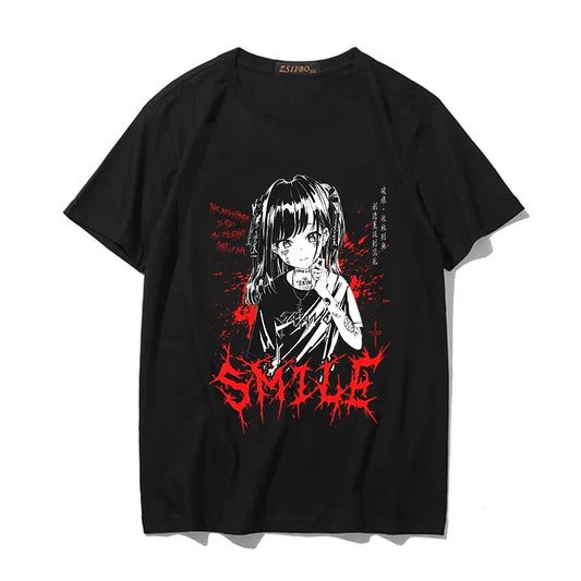 ’Smile’ Horror Manga Tee - Black / XXL - T-Shirts - Shirts & Tops - 1 - 2024