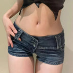 Y2K Grunge Low Rise Denim Hot Pants - Bottoms - Shorts - 1