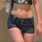 Y2K Grunge Low Rise Denim Hot Pants - Bottoms - Shorts - 5