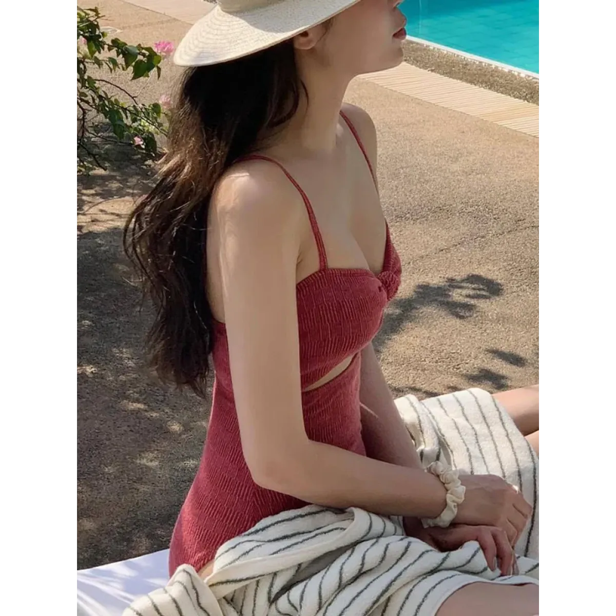 Backless Red Halter High-Waisted Swimsuit - Women’s Clothing & Accessories - Swimsuits - 3