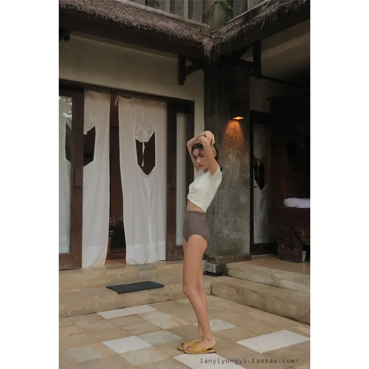 Bikini Set – High Waist Short Sleeve Pleated Korean Style - Sexy Products - Swimwear - 11