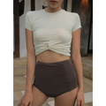 Bikini Set – High Waist Short Sleeve Pleated Korean Style - Sexy Products - Swimwear - 1