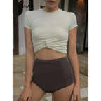 Bikini Set – High Waist Short Sleeve Pleated Korean Style - Sexy Products - Swimwear - 3