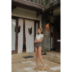 Bikini Set – High Waist Short Sleeve Pleated Korean Style - Sexy Products - Swimwear - 15