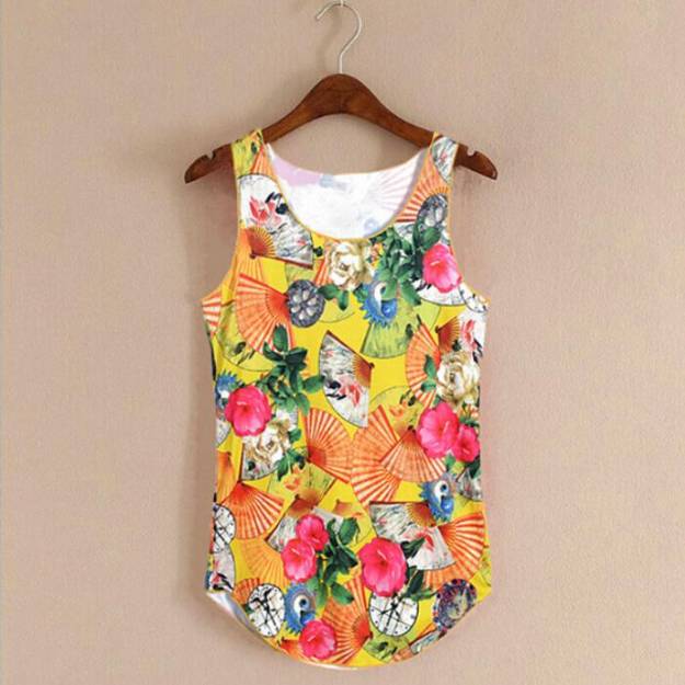 Hot Summer Fitness Tanks - Yellow Floral / One Size - Women’s Clothing & Accessories - Shirts & Tops - 19 - 2024