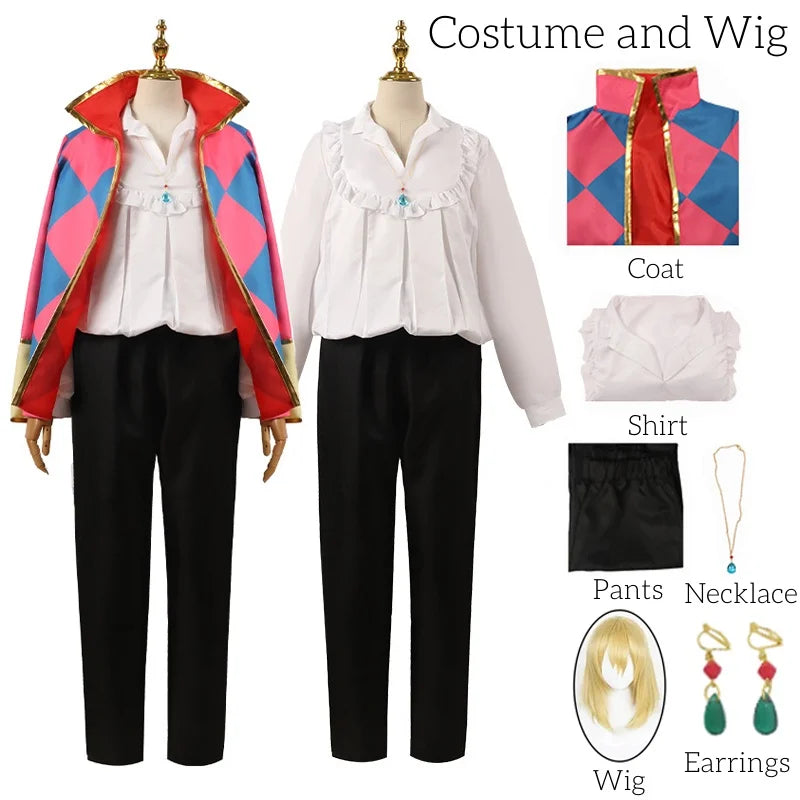 Howl Cosplay Costume – Howl’s Moving Castle Outfit with Wig & Accessories - S / costume and wig - Cosplay