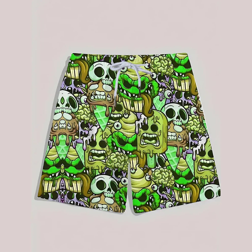 Ice Cream Skull Print Quick-Dry Swim Shorts - Swimsuits - Swimsuit / Bikini / One-Piece Swimwear - 1