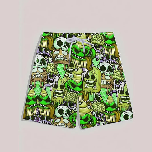 Ice Cream Skull Print Quick-Dry Swim Shorts - Swimsuits - Swimsuit / Bikini / One-Piece Swimwear - 1