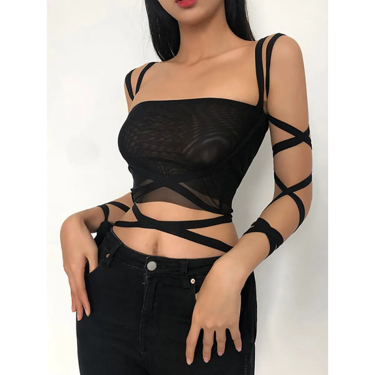 Dark Ice Punk Lace Camis - Women’s Clothing & Accessories - Sleeveless - Asymmetric - Camis - 2