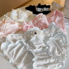 Sweet Girl Ruffle Lace Panties – Ice Silk Mid-Waist Cotton Briefs - Women’s Clothing & Accessories - Lingerie - 1