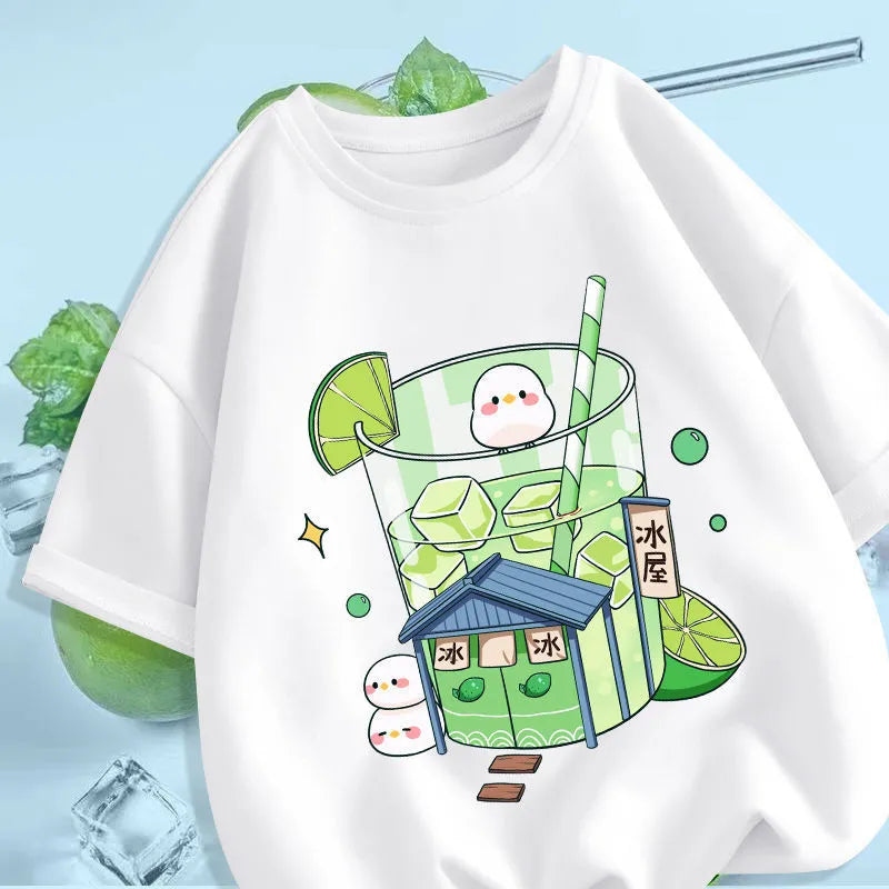 Ice Tea Graphic Print T-Shirt - Harajuku Casual Y2K Fashion Top - Green / XS - T-Shirts - Clothing Tops - 1 - 2024