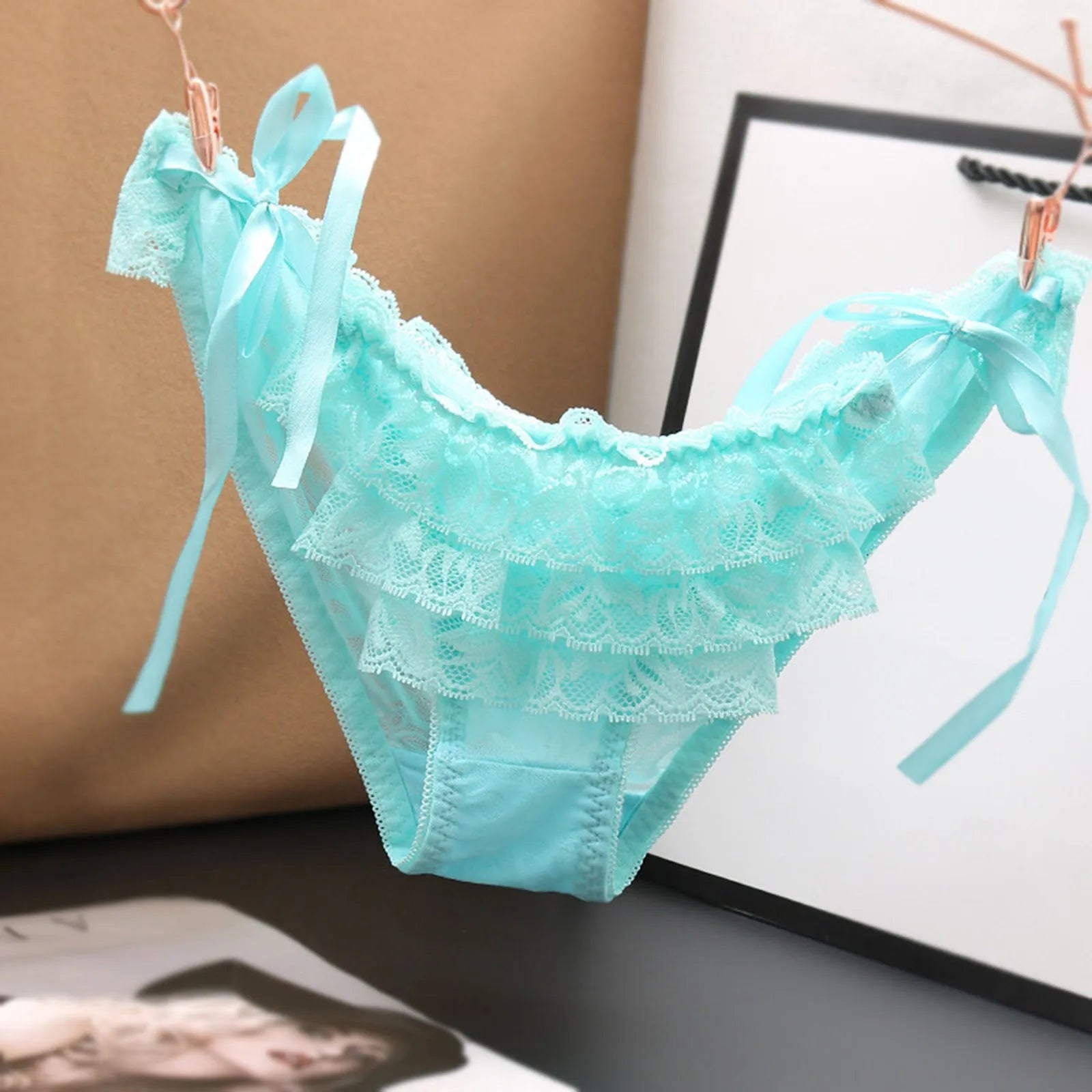 Floral Lace Thong Panties - Light blue / One Size / CN | 1pc - Intimates - Panties - 6 - 2024