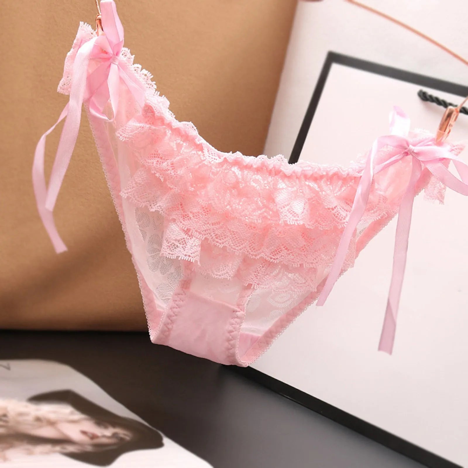 Floral Lace Thong Panties - Pink / One Size / CN | 1pc - Intimates - Panties - 7 - 2024