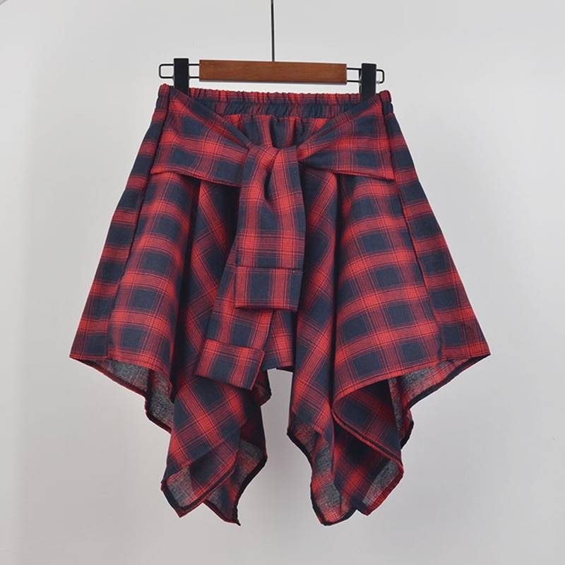 Irregular Plaid Mini Skirt - Bottoms - Skirts - 3 - 2024