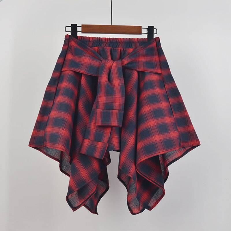 Irregular Plaid Mini Skirt - Red / One Size - Bottoms - Skirts - 7 - 2024