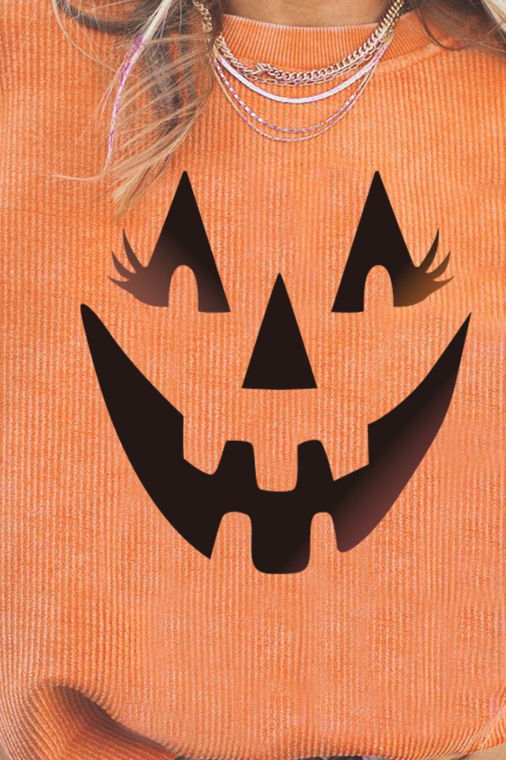 Round Neck Dropped Shoulder Jack-O’-Lantern Graphic Sweatshirt - T-Shirts - Shirts & Tops - 3 - 2024