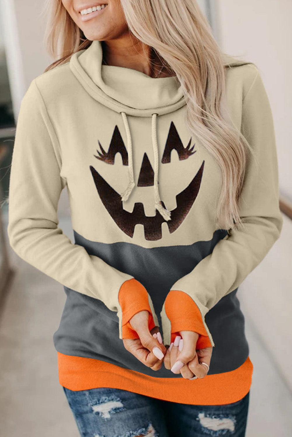 Long Sleeve Jack-O’-Lantern Graphic Sweatshirt - T-Shirts - Shirts & Tops - 7 - 2024