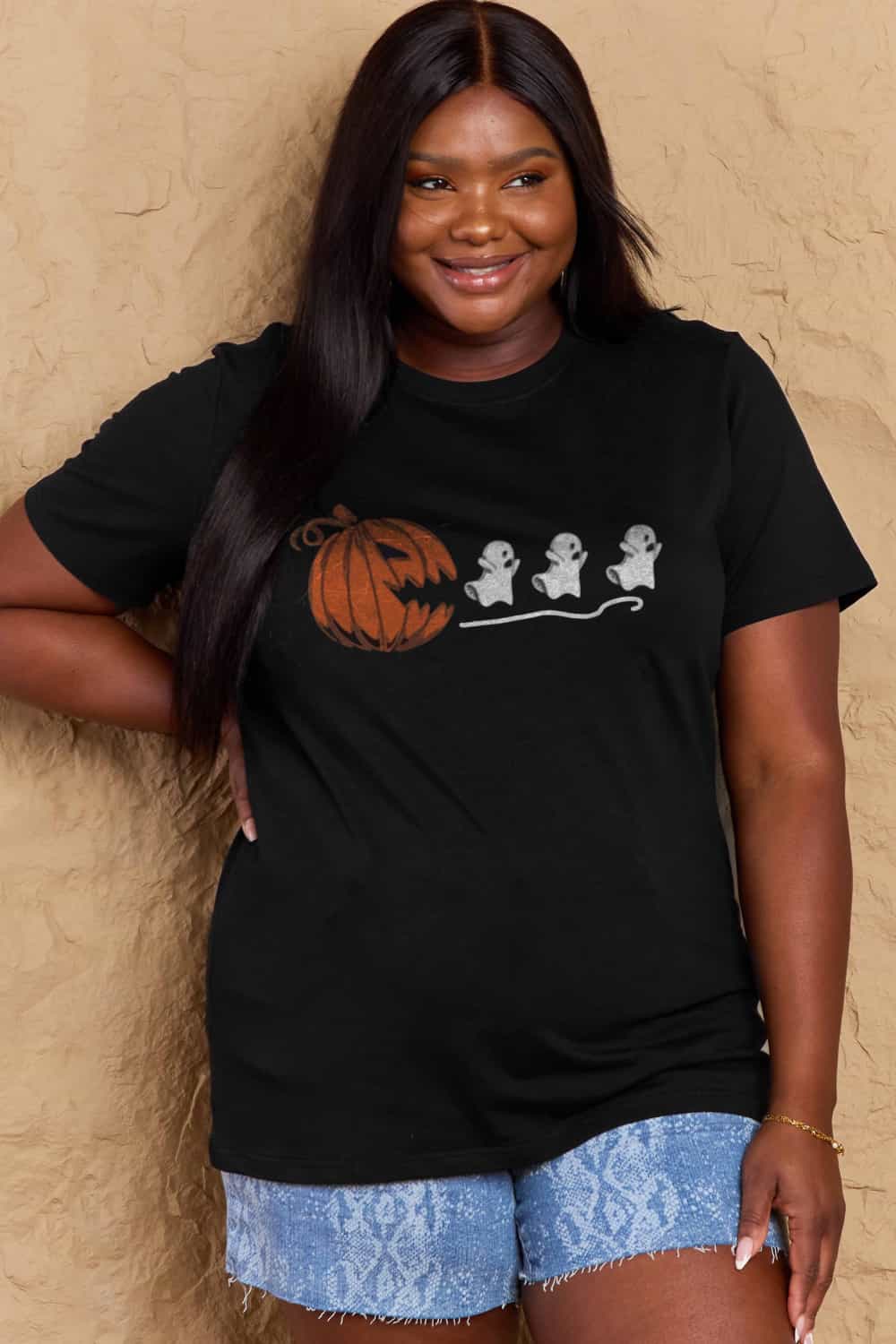 Full Size Jack-O’-Lantern Graphic Cotton T-Shirt - T-Shirts - Shirts & Tops - 16 - 2024