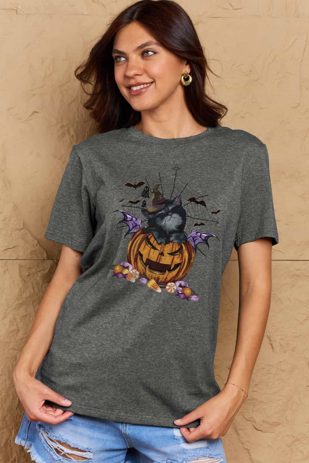 Full Size Jack-O’-Lantern Graphic T-Shirt - T-Shirts - Shirts & Tops - 8 - 2024