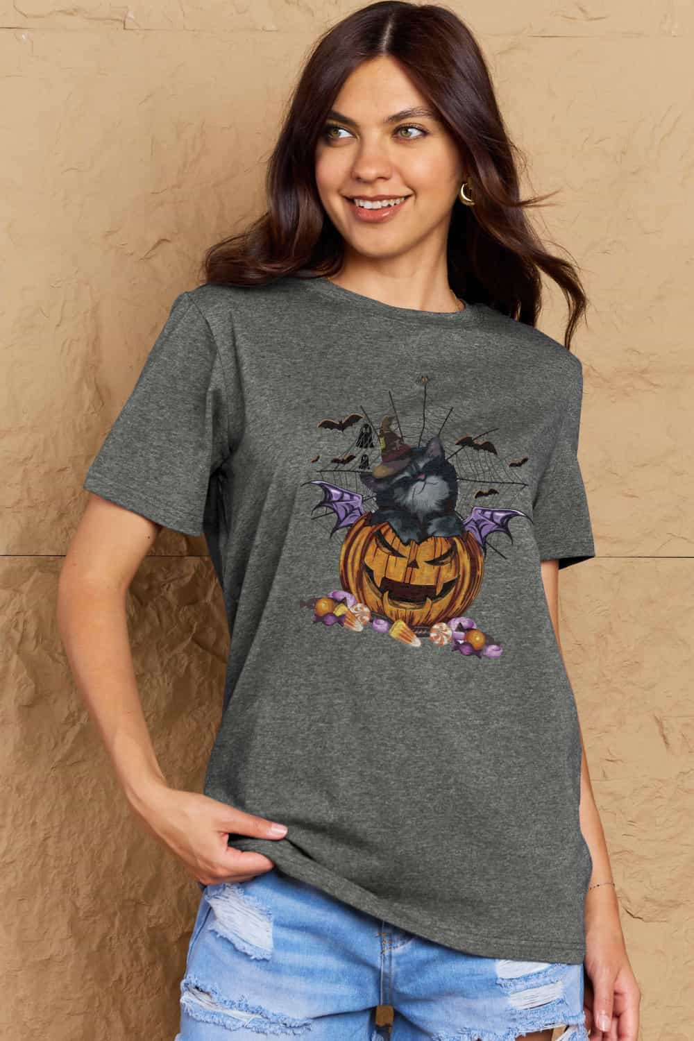 Full Size Jack-O’-Lantern Graphic T-Shirt - Gray / S - T-Shirts - Shirts & Tops - 7 - 2024