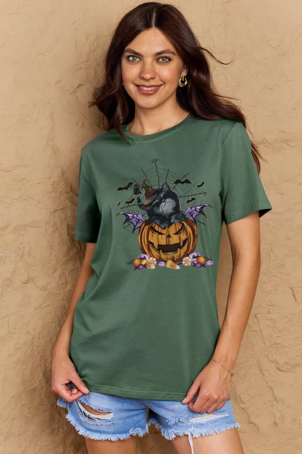 Full Size Jack-O’-Lantern Graphic T-Shirt - T-Shirts - Shirts & Tops - 14 - 2024