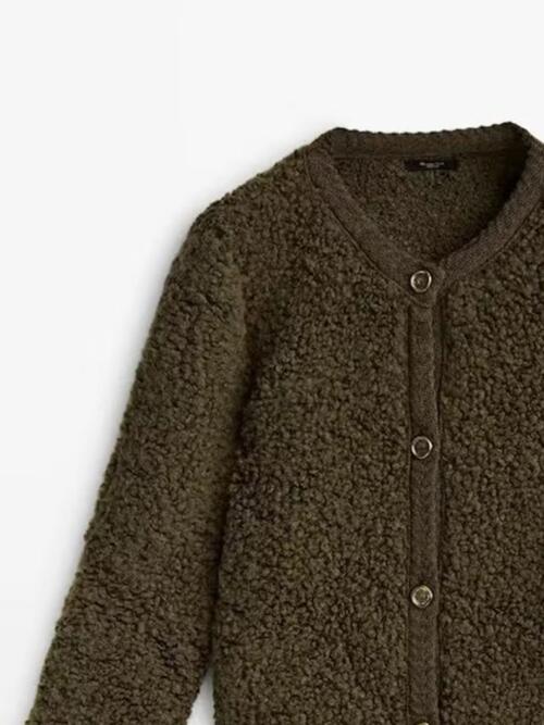 Button Up Round Neck Long Sleeve Jacket - Jackets & Coats - Coats & Jackets - 10 - 2024