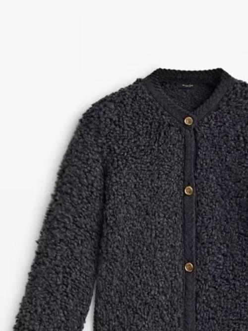 Button Up Round Neck Long Sleeve Jacket - Jackets & Coats - Coats & Jackets - 7 - 2024