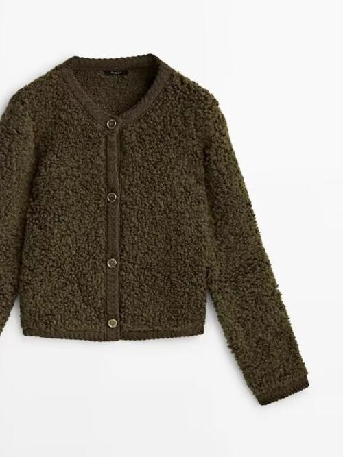 Button Up Round Neck Long Sleeve Jacket - Jackets & Coats - Coats & Jackets - 9 - 2024