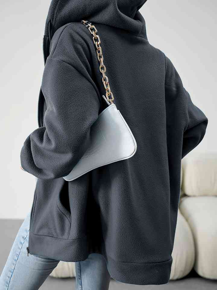 Dropped Shoulder Hooded Jacket with Pocket - Jackets & Coats - Coats & Jackets - 11 - 2024