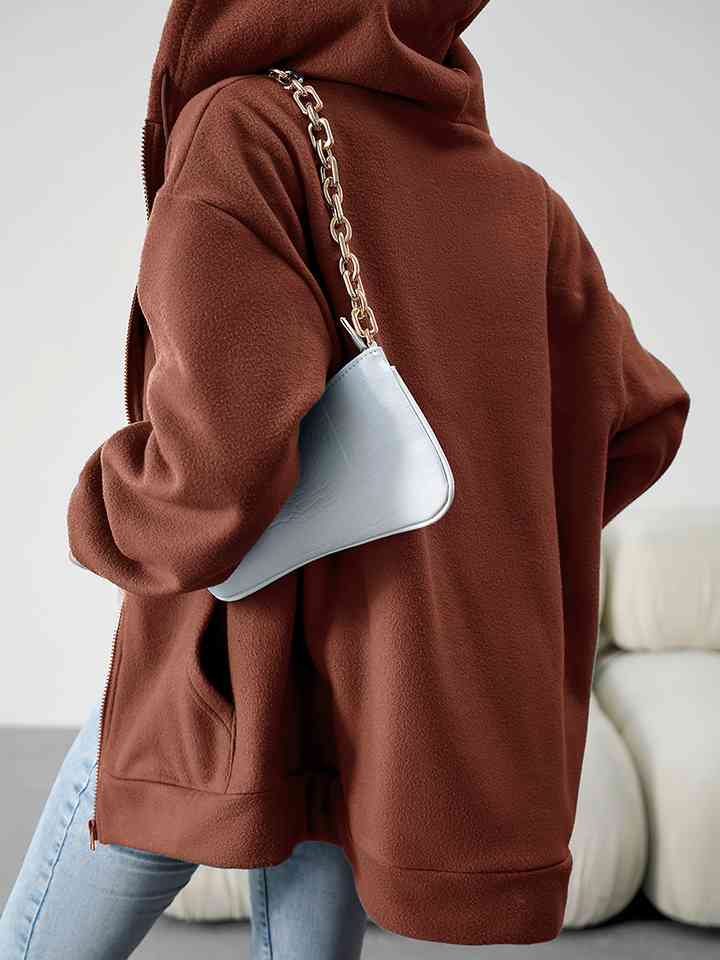 Dropped Shoulder Hooded Jacket with Pocket - Jackets & Coats - Coats & Jackets - 2 - 2024