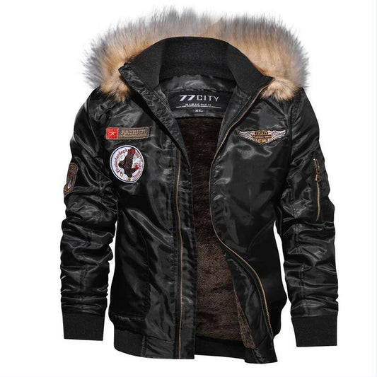 Fur Collar Military Flight Jacket - Black / XXXL - Jackets & Coats - Coats & Jackets - 9 - 2024