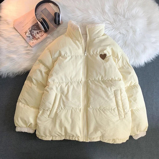 Kawaii Double Sided Love Bear Winter Puffer Jacket - Beige / S - Jackets & Coats - Coats & Jackets - 7 - 2024