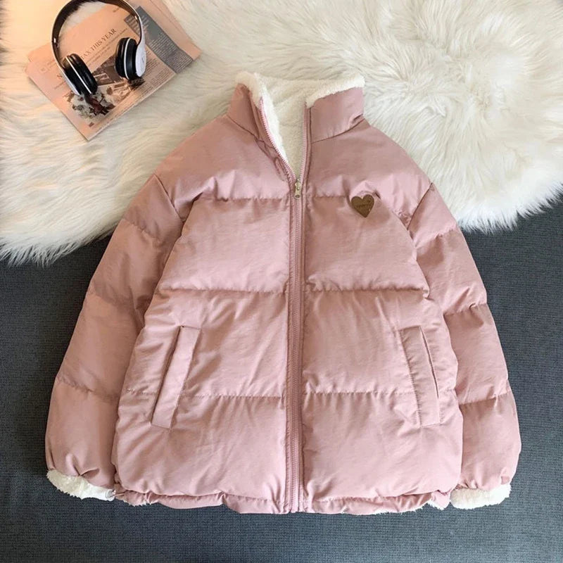 Kawaii Double Sided Love Bear Winter Puffer Jacket - Pink / S - Jackets & Coats - Coats & Jackets - 8 - 2024
