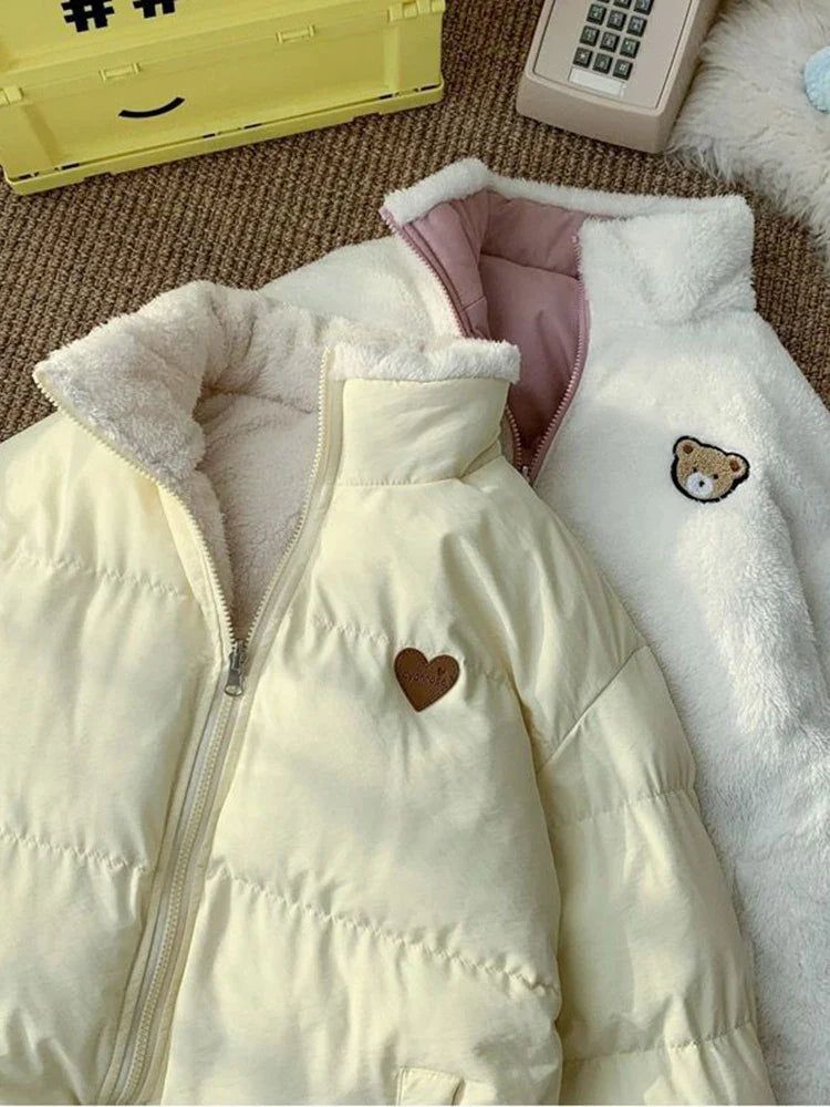Kawaii Double Sided Love Bear Winter Puffer Jacket - Jackets & Coats - Coats & Jackets - 4 - 2024