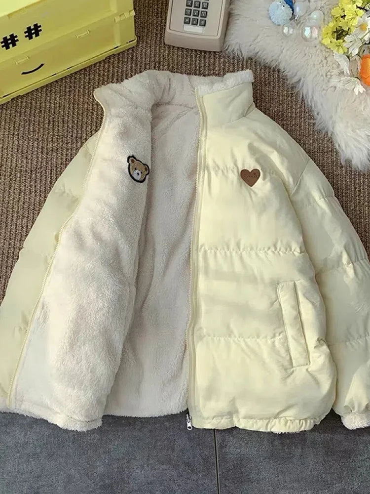Kawaii Double Sided Love Bear Winter Puffer Jacket - Jackets & Coats - Coats & Jackets - 5 - 2024