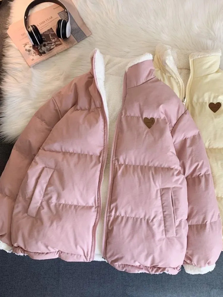 Kawaii Double Sided Love Bear Winter Puffer Jacket - Jackets & Coats - Coats & Jackets - 1 - 2024