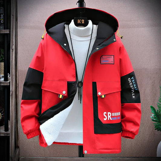 Men’s Color-Block Hooded Jacket - Red / L - Jackets & Coats - 6 - 2024