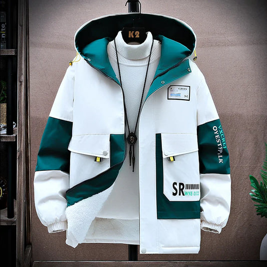 Men’s Color-Block Hooded Jacket - White / M - Jackets & Coats - Hoodies - 1 - 2024