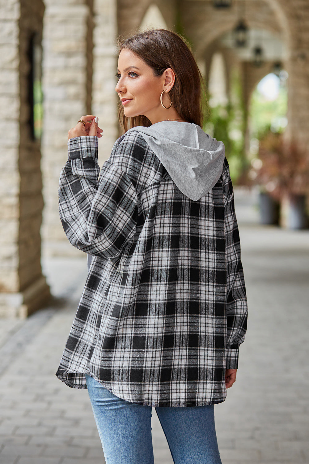 Plaid Long Sleeve Hooded Jacket - Jackets & Coats - Coats & Jackets - 6 - 2024