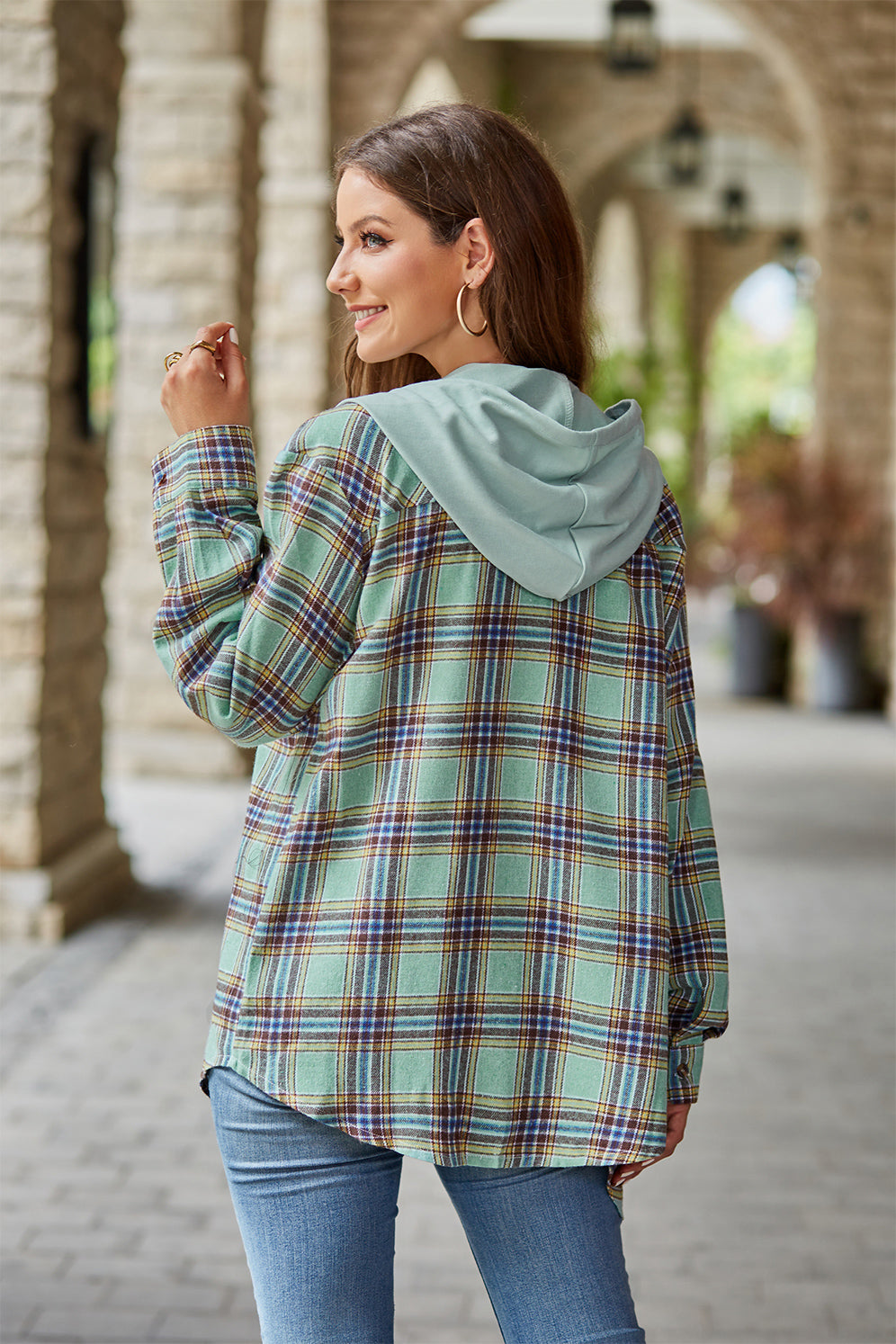 Plaid Long Sleeve Hooded Jacket - Jackets & Coats - Coats & Jackets - 9 - 2024