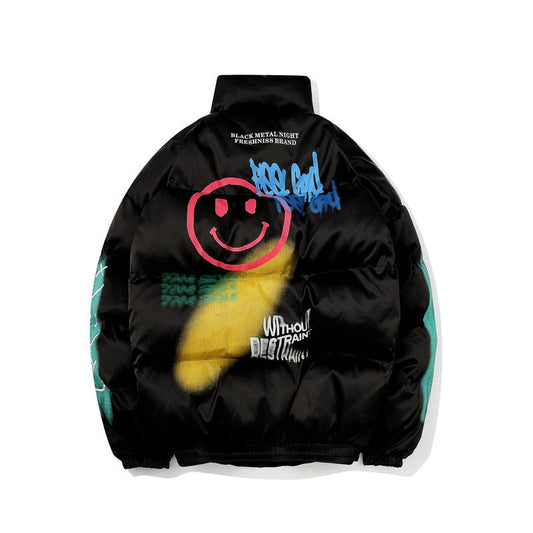 Smiley Face Puffer Jacket - Black / M - Jackets & Coats - Coats & Jackets - 13 - 2024