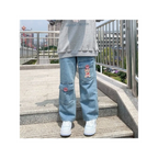 Japan Preppy Style Denim Trousers - Bottoms - 1